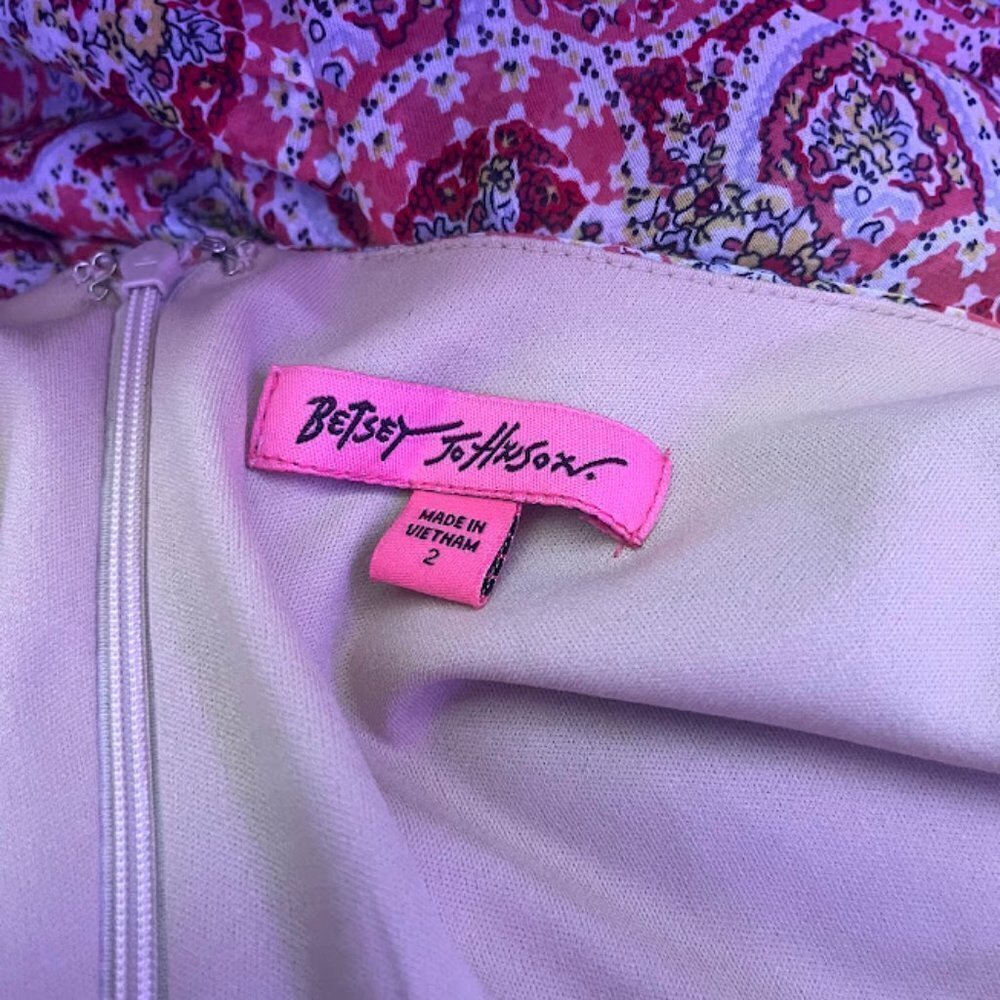 ⭐️ Betsey Johnson Red & Pink BOHO PRINCESS Long Sleeve Dress 🌺👑🔥 - Picture 4 of 4